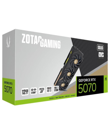Видеокарта Zotac RTX5070 SOLID OC 12GB GDDR7 192bit 3xDP HDMI 3FAN PREMIUM PACK