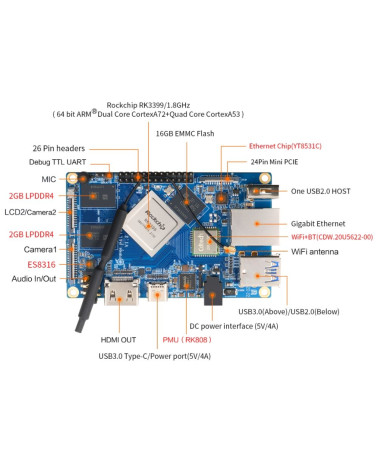 Одноплатный компьютер Orange Pi 4 LTS 4GB 16GB 