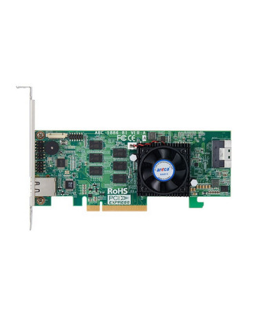 RAID-контроллер Areca ARC-1886-8I PCIe 4.0 x8 Low Profile, NVMe/SAS/SATA 12G, RAID 0,1,5,6,10,50,60, 8port (1*int SFF8654 x8), C