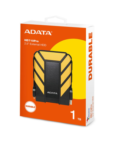 Жесткий диск внешний ADATA HD710 Pro AHD710P-1TU31-CYL 1TB 2.5" USB 3.1, IP68, Shock Sensor, Yellow, Retail 20, (460660) 