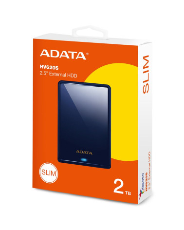 Жесткий диск внешний ADATA HV620 Slim AHV620S-2TU31-CBK 2TB 2.5" USB 3.1, 5400rpm, 11.5mm, Black, RTL (463043) 