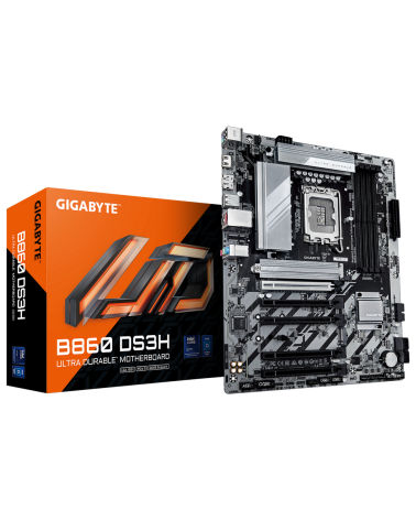 Материнская плата Gigabyte B860 DS3H B860, LGA1851, 4*DDR5, 5*PCIEx16, 2*M.2, 2*TypeC, 1*USB3.2Gen2, 2*USB3.2Gen1, 8*USB2.0, 4*S