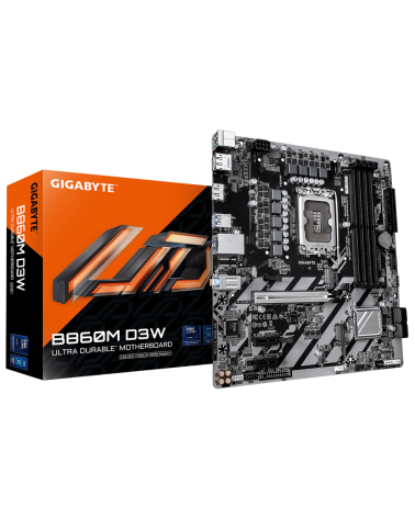 Материнская плата Gigabyte B860M D3W B860, LGA1851, 4*DDR5, 1*PCIEx16, 2*PCIEx1, 2*M.2, 1*TypeC, 5*USB3.2Gen1, 5*USB2.0, 4*SATA3