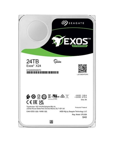 Жесткий диск серверный Seagate 3.5" 24TB Exos X24 SAS 12Gb/s, 7200 rpm, 512 MB ST24000NM007H 