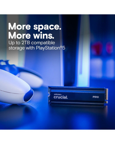 Твердотельный накопитель SSD Crucial P510 1TB PCIe Gen5 NVMe 2280 M.2 SSD with heatsink CT1000P510SSD5