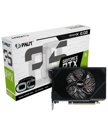 Видеокарта Palit RTX3050 STORMX OC 6GB GDDR6 96bit DVI DP HDMI 1FAN ITX RTL