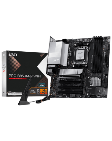 Материнская плата MSI PRO B850M-P WIFI B850, AM5, 4*DDR5, 4*PCIEx16, 3*M.2, 3*TypeC, 1*USB3.2Gen2, 5*USB3.2Gen1, 8*USB2.0, 4*SAT