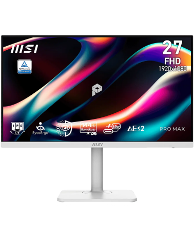 Монитор 27" MSI PRO MAX 271PHW E14  IPS, 1920x1080, 144Hz, 4ms, 300сd/m, 1500:1, HDR | HDMI(2.0b), DP(1.2a), Type-C(PD-65W), 2xU