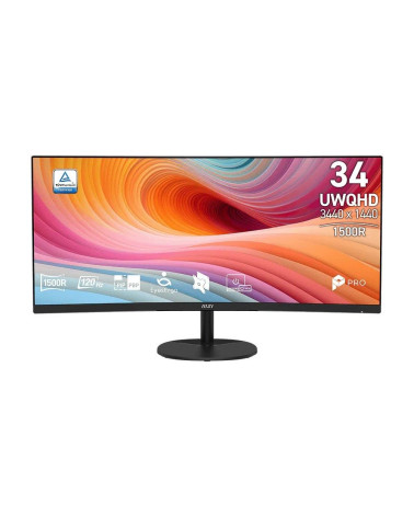 Монитор 34" MSI PRO MP341CQ E12 Curved  VA, 3440x1440, 120Hz, 4ms, 300сd/m, 3500:1, HDR | 2xHDMI(2.0b), DP(1.4a) | InPSU, Speake