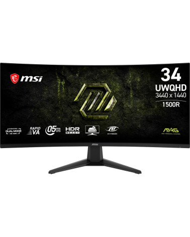 Монитор 34" MSI MAG 346CQDF E20 Curved  Rapid VA, 3440x1440, 200Hz, 0,5ms, 300сd/m, 3500:1, HDR | 2xHDMI(2.0b), DP(1.4a) | HAS, 