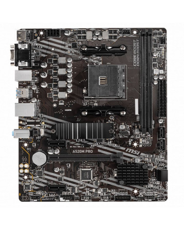 Материнская плата MSI A520M PRO ,Socket AM4, AMD® A520, 2xDDR4-4600, HDMI+DP+VGA, 1xPCI-Ex16x, 2xPCI-Ex1x, 4xSATA3(RAID 0/1/10),