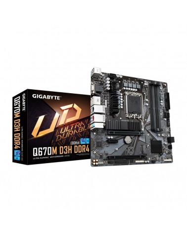 Материнская плата Gigabyte Q670M D3H DDR4, Socket 1700, Intel®Q670, 4xDDR4-3200, D-SUB+HDMI+DP, 2xPCI-Ex16,  1xPCI-Ex1, 4xSATA3(