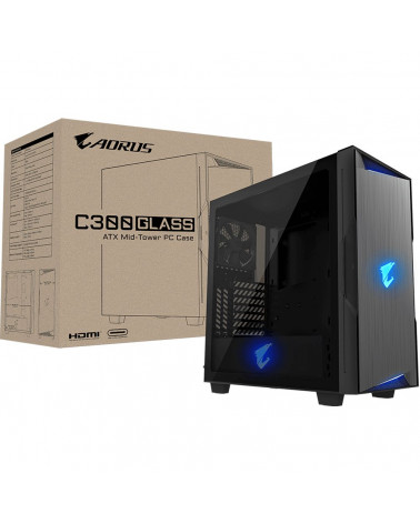 Корпус Gigabyte AORUS C300 Glass MidTower, ATX, USB-C x1, USB3.0 x2, Audio I/O, GPU:400mm, Black, TG (551223) 