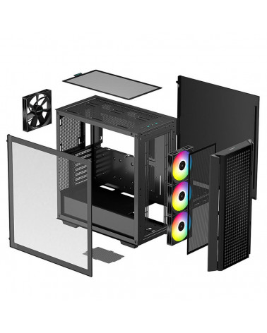 Корпус Deepcool CG540 R-CG540-BKAGE4-G-1, Midi-Tower, Black, Dual Tempered Glass Panels (714798) E-ATX, CPU Height «175mm, VGA m