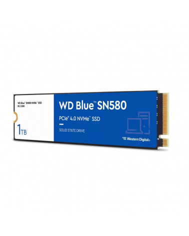 Твердотельный накопитель SSD WD Blue SN580 NVMe, 1000GB, M.2(22x80mm), NVMe, PCIe 3.0 x4, 3D TLC, R/W 3500/3000MB/s, IOPs 460 00