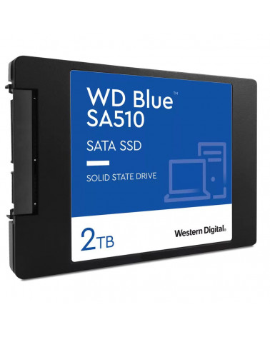 Твердотельный накопитель SSD WD Blue WDS200T3B0A 2TB 2.5"    Client SATA 6Gb/s, 560/530, IOPS 95/84K, MTBF 1,75M, 3D NAND TLC, 5