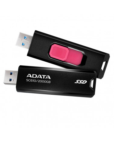 Твердотельный накопитель SSD ADATA 2TB SC610 BOXBLACK/RED  USB 3.2 Gen2 Type-A, 550/500, SC610-2000G-CBK/RD 