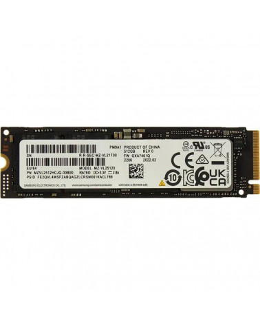 Твердотельный накопитель SSD Samsung 512GB M.2 2280  PM9A1 MZVL2512HCJQ-00B00 PCIe Gen4x4 with NVMe, R/W 6900/5000 Mb/sec IOPS 8