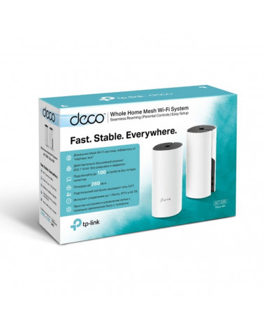 Точка доступа Wi-Fi TP-LINK Deco M4(2-pack) AC1200 Домашняя Mesh Wi-Fi система, процессор Qualcomm, 867 Мбит/с на 5 ГГц+300 Мбит