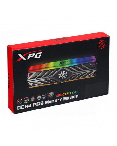 Модуль памяти ADATA XPG SPECTRIX D41 RGB Grey Gaming Memory AX4U32008G16A-DT41 16GB DDR4 3200 DIMM Non-ECC, CL16, 1.35V, Heat Sh