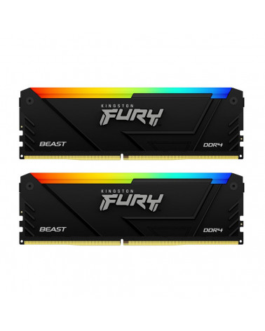 Модуль памяти Kingston 16GB DDR4 3600MHz DIMM FURY Beast Black RGB XMP kit 2x8Gb, CL17, 1.35V 288-pin Non-ECC 