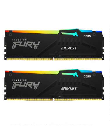 Модуль памяти Kingston 16GB DDR5 5200 DIMM FURY Beast Black RGB  kit 2*8,Non-ECC,  CL40, 1.25V, 288-pin RTL 