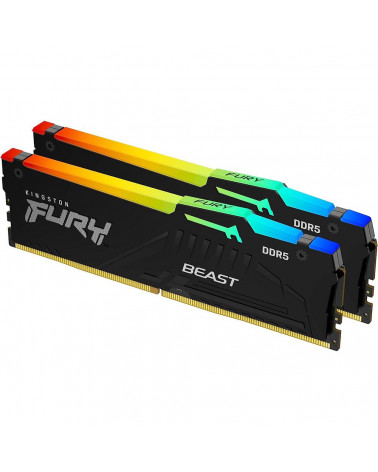 Модуль памяти Kingston 16GB DDR5 5600 DIMM FURY Beast Black AMD RGB On-Die ECC, поддержка AMD EXPO, CL36, 1.25V 