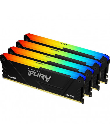 Модуль памяти Kingston 128GB DDR4 3200 DIMM FURY Beast Black RGB Gaming Memory Non-ECC, CL16, 1.35V, XMP, Heat Shield, Kit (4x32