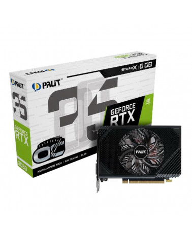 Видеокарта Palit RTX3050 STORMX OC 6GB GDDR6 96-bit DVI HDMI DP 1FAN RTL 