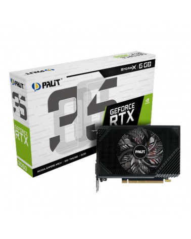 Видеокарта Palit RTX3050 STORMX 6GB GDDR6 96bit DVI HDMI DP 1FAN RTL 