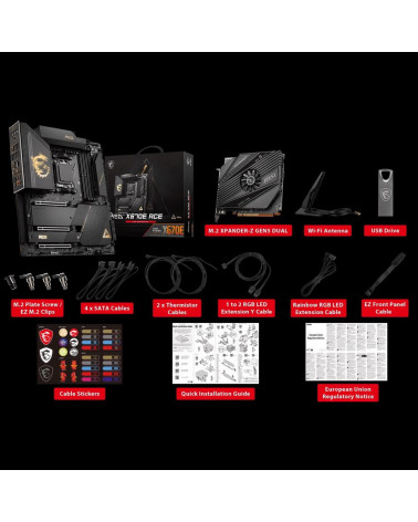 Материнская плата MSI MEG X670E ACE, AM5,4DDR5,3PCI -Ex16,4M.2,6SATA3,3USB 3.2 Gen2x2,10USB3.2 Gen2,4USB3.2 (004169) 