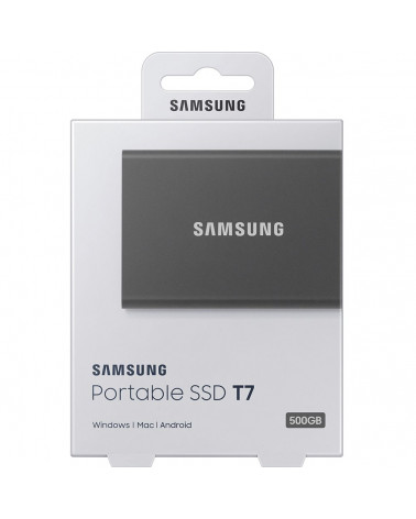 Твердотельный накопитель SSD Samsung T7 Gray External MU-PC500T/WW 500GB 1.8" USB 3.2 Gen 2 Type-C, 1050/1000, RTL (312397) 