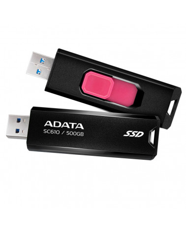 Твердотельный накопитель SSD ADATA 500GB SC610 BOXBLACK/RED  USB 3.2 Gen2 Type-A, 550/500, SC610-500G-CBK/RD 