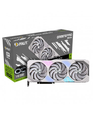 Видеокарта Palit RTX4070Ti SUPER GAMINGPRO WHITE OC 16GB GDDR6X 256bit 3-DP HDMI 3FAN 