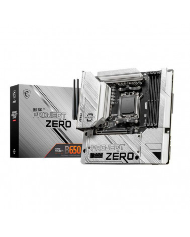 Материнская плата MSI B650M PROJECT ZERO B650, AM5, 4DDR5, 1PCI-Ex16, 2PCI-Ex1, 2M.2, 4SATA3.0, 1USB3.2Gen2x2, 5USB3.2Gen2, 4USB