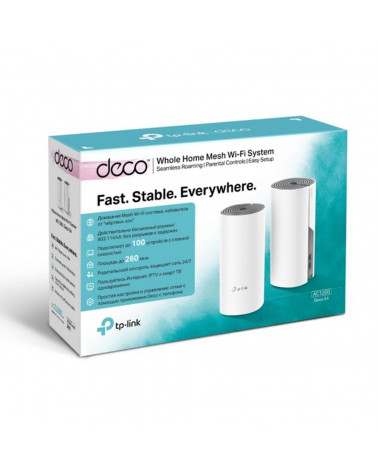 Точка доступа Wi-Fi TP-LINK Deco E4(2-pack) AC1200 Домашняя Mesh Wi-Fi система, 6, (085278) 