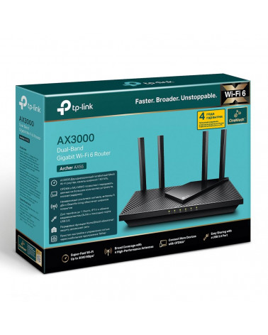 Маршрутизатор TP-LINK Archer AX55 AX3000 Двухдиапазонный гигабитный Wi-Fi 6 роутер (683040) 10 