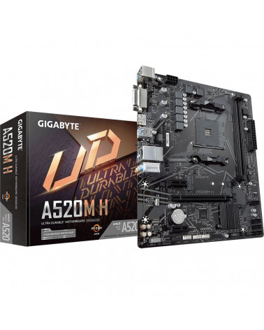 Материнская плата Gigabyte A520M H, Socket AM4, AMD A520, 2xDDR4-3200, DVI-D+HDMI, 1xPCI-Ex16, 2xPCI-Ex1, 4xSATA3(RAID 0/1/10), 