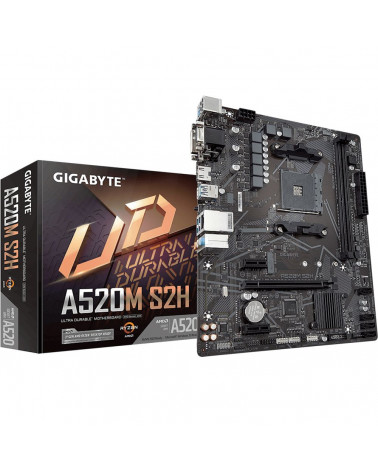 Материнская плата Gigabyte A520M S2H, Socket AM4, AMD A520, 2xDDR4-3200, D-SUB+DVI-D+HDMI, 1xPCI-Ex16, 2xPCI-Ex1, 4xSATA3(RAID 0