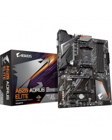 Материнская плата Gigabyte A520 AORUS ELITE, Socket AM4, AMD A520, 4xDDR4-3200, DVI-D+HDMI, 2xPCI-Ex16, 3xPCI-Ex1, 4xSATA3(RAID 