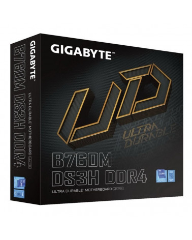 Материнская плата Gigabyte B760M DS3H DDR4, Socket 1700, Intel®B760, 4xDDR4-3200, D-SUB+HDMI+DP+DP, 1xPCI-Ex16, 2xPCI-Ex1, 4xSAT