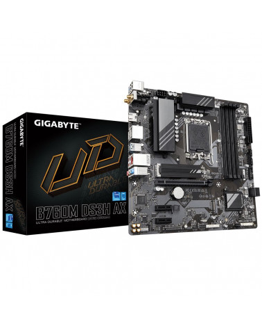 Материнская плата Gigabyte B760M DS3H AX, Socket 1700, Intel®B760, 4xDDR5-4800, HDMI+DP+DP, 1xPCI-Ex16, 2xPCI-Ex1, 4xSATA3(RAID 