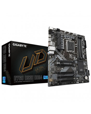 Материнская плата Gigabyte B760 DS3H DDR4, Socket 1700, Intel®B760, 4xDDR4-3200, HDMI+DP, 5xPCI-Ex16, 4xSATA3(RAID 0/1/5/10), 2x