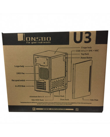 Корпус JONSBO U3 Silver без БП, mini-ITX, micro-ATX, серебристый