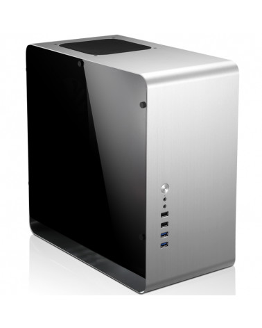 Корпус JONSBO UMX3W Silver без БП, боковая панель из закаленного стекла, mini-ITX, micro-ATX, серебристый