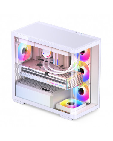 Корпус JONSBO D300 White без БП, боковая панель из закаленного стекла, mini-ITX, micro-ATX, белый