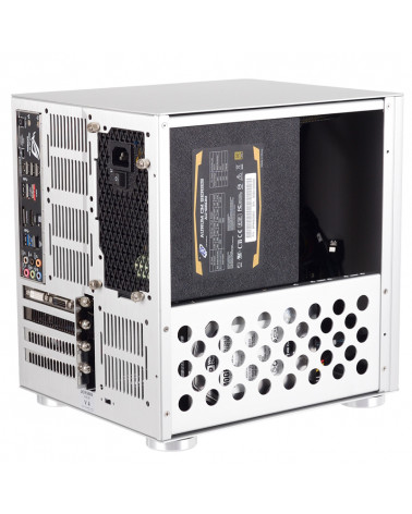 Корпус JONSBO V4 Silver без БП, mini-ITX, micro-ATX, серебристый