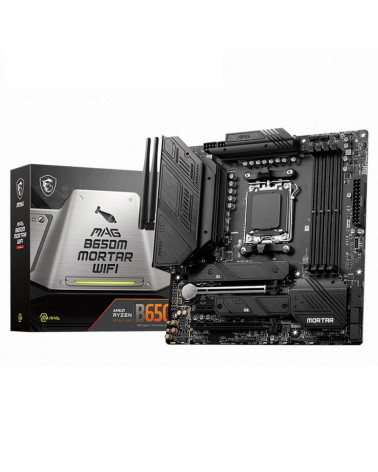 Материнская плата MSI MAG B650M MORTAR WIFI, AM5,4DDR5,2PCI - Ex16,1PCI -Ex1,2M.2,6SATA3,1USB3.2 Gen2x2(C),4US (010207) 