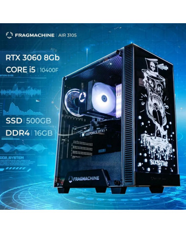 Компьютер FragMachine Air 3105 (i5-10400F, 16GB DDR4, SSD 500Gb, RTX 3060 8Gb, noOS) 