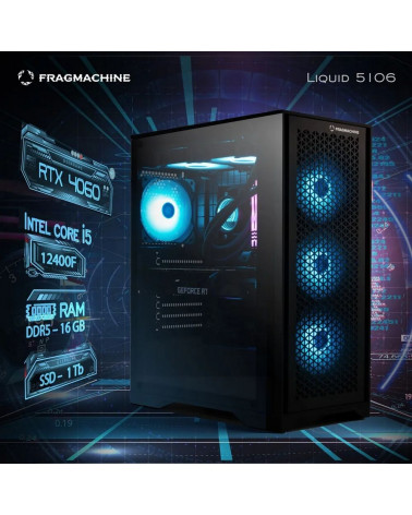 Компьютер FragMachine Liquid  5106 (i5-12400F, DDR5 16GB, SSD 1Tb, RTX 4060, noOS) 